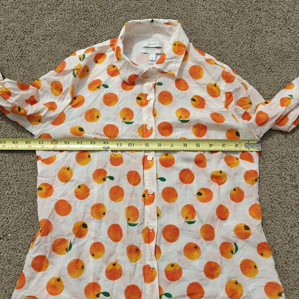 J.Crew Perfect Shirt Womens 4 Orange Fruit Print Cotton Silk Button Up 91819 - Picture 11 of 11